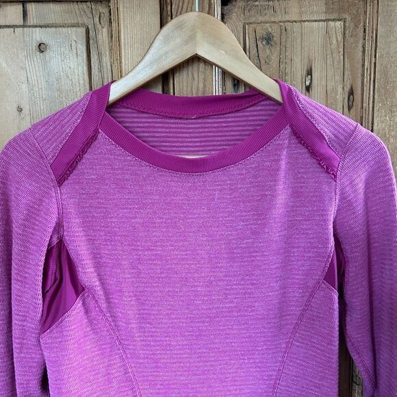 Lululemon 6 /‎ 8 Long Sleeve Shirt Pink Ruffles Athletic Crewneck Tee - Picture 2 of 10
